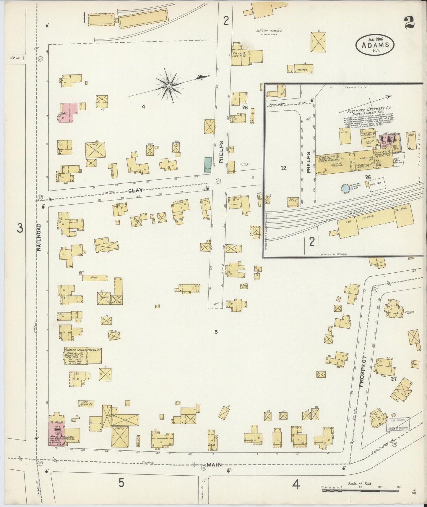 Sanborn Fire Insurance Map from Adams, Jefferson County, New York (1906), Sheet #0002 - Complete Map Set gallery image, historic Sanborn map, vintage wall art, New York New York