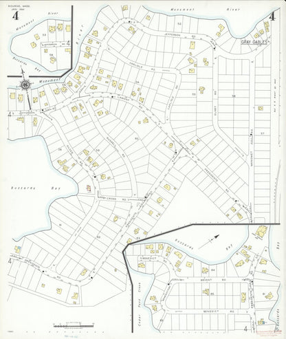 Sanborn Fire Insurance Map from Bourne, Barnstable County, Massachusetts (1941), Sheet #0004 - Historic Sanborn Fire Insurance Map Print, vintage old map wall art, antique decor, genealogy gift, Massachusetts Massachusetts map