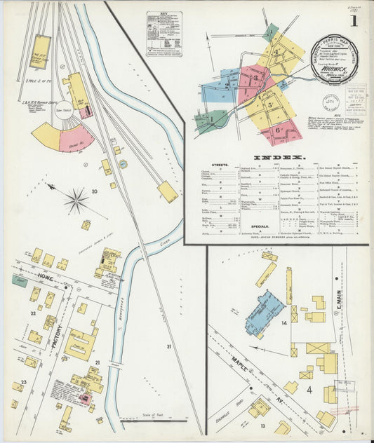 Sanborn Fire Insurance Map from Warwick, Orange County, New York (1900), Sheet #0001 - Complete Map Set gallery image, historic Sanborn map, vintage wall art, New York New York