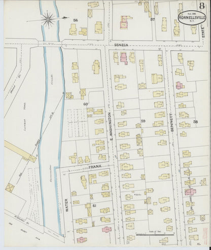 Sanborn Fire Insurance Map from Hornell, Steuben County, New York (1888), Sheet #0008 - Complete Map Set gallery image, historic Sanborn map, vintage wall art, New York New York
