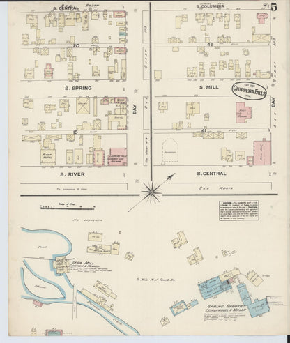 Sanborn Fire Insurance Map from Chippewa Falls, Chippewa County, Wisconsin (1883), Sheet #0005 - Complete Map Set gallery image, historic Sanborn map, vintage wall art, Wisconsin Wisconsin