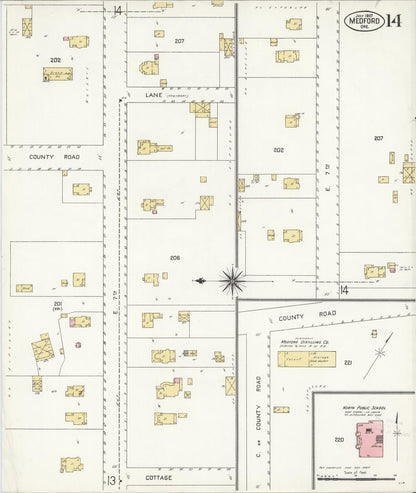 Sanborn Fire Insurance Map from Medford, Jackson County, Oregon (1907), Sheet #0014 - Complete Map Set gallery image, historic Sanborn map, vintage wall art, Oregon Oregon