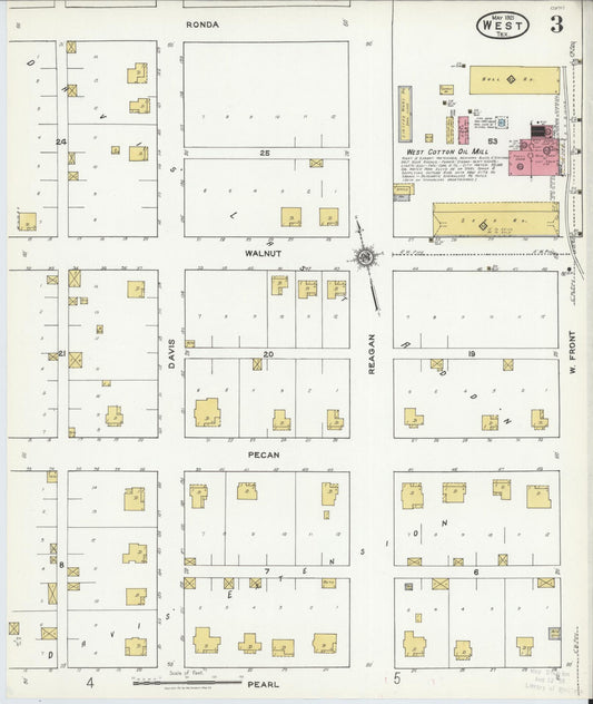 Sanborn Fire Insurance Map from West, McLennan County, Texas (1921), Sheet #0003 - Historic Sanborn Fire Insurance Map Print, vintage old map wall art, antique decor, genealogy gift, Texas Texas map