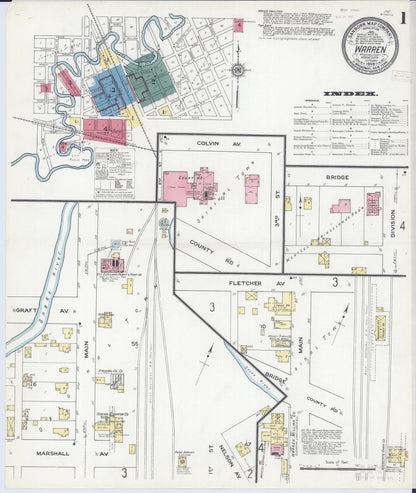 Sanborn Fire Insurance Map from Warren, Marshall County, Minnesota (1909), Sheet #0001 - Historic Sanborn Fire Insurance Map Print, vintage old map wall art, antique decor, genealogy gift, Minnesota Minnesota map