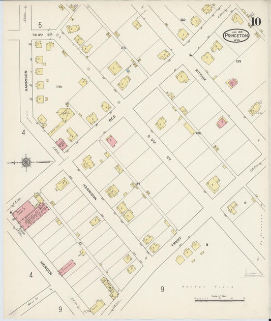 Sanborn Fire Insurance Map from Princeton, Mercer County, West Virginia (1915), Sheet #0010 - Historic Sanborn Fire Insurance Map Print, vintage old map wall art, antique decor, genealogy gift, West Virginia West Virginia map