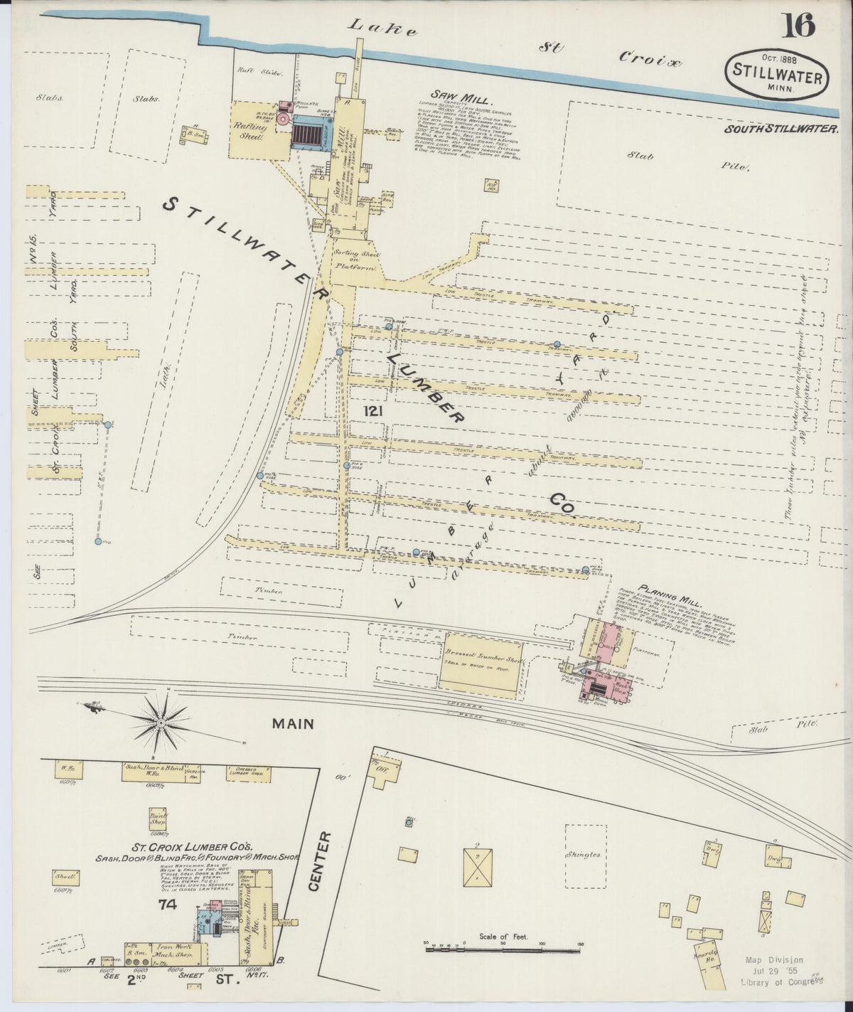 Sanborn Fire Insurance Map from Stillwater, Washington County, Minnesota (1888), Sheet #0016 - Historic Sanborn Fire Insurance Map Print, vintage old map wall art, antique decor, genealogy gift, Minnesota Minnesota map
