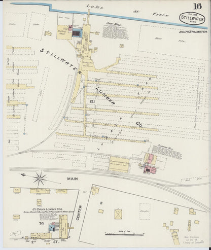 Sanborn Fire Insurance Map from Stillwater, Washington County, Minnesota (1888), Sheet #0016 - Historic Sanborn Fire Insurance Map Print, vintage old map wall art, antique decor, genealogy gift, Minnesota Minnesota map