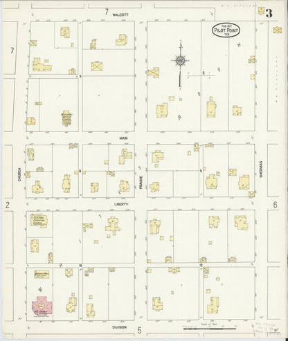 Sanborn Fire Insurance Map from Pilot Point, Denton County, Texas (1912), Sheet #0003 - Historic Sanborn Fire Insurance Map Print, vintage old map wall art, antique decor, genealogy gift, Texas Texas map
