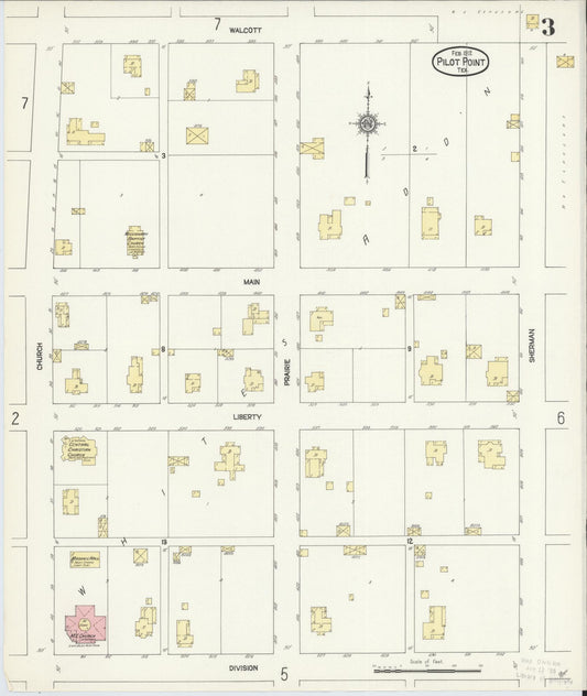 Sanborn Fire Insurance Map from Pilot Point, Denton County, Texas (1912), Sheet #0003 - Historic Sanborn Fire Insurance Map Print, vintage old map wall art, antique decor, genealogy gift, Texas Texas map