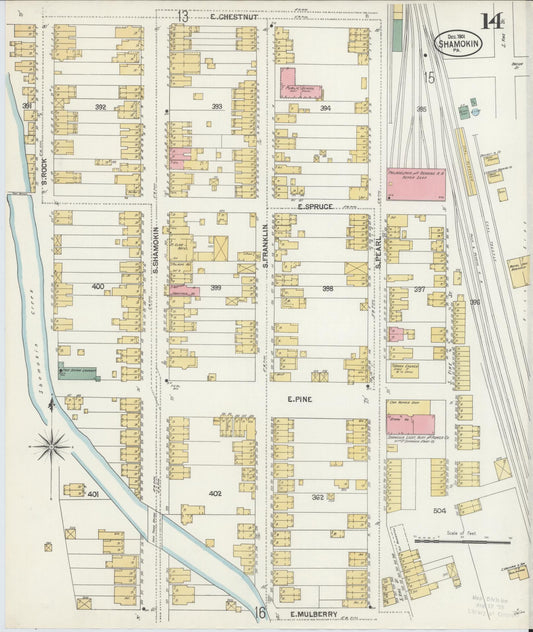 Sanborn Fire Insurance Map from Shamokin, Northumberland County, Pennsylvania (1901), Sheet #0014 - Historic Sanborn Fire Insurance Map Print, vintage old map wall art, antique decor, genealogy gift, Pennsylvania Pennsylvania map