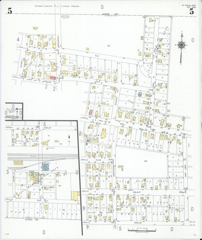 Sanborn Fire Insurance Map from Saint Paris, Champaign County, Ohio (1948), Sheet #0005 - Historic Sanborn Fire Insurance Map Print, vintage old map wall art, antique decor, genealogy gift, Ohio Ohio map