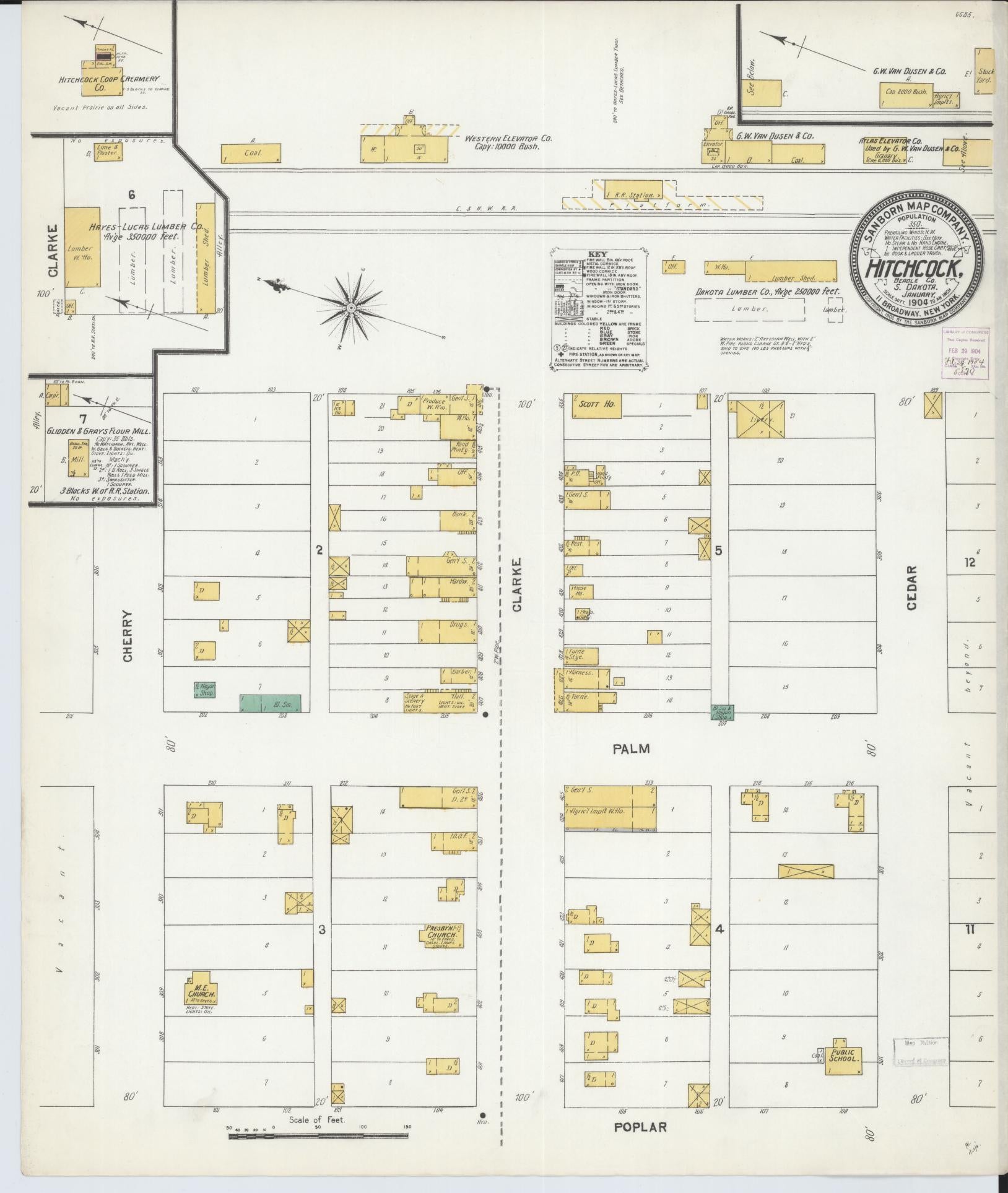 Sanborn Fire Insurance Map from Hitchcock, Beadle County, South Dakota (1904), Sheet #0001 - Historic Sanborn Fire Insurance Map Print, vintage old map wall art, antique decor, genealogy gift, South Dakota South Dakota map
