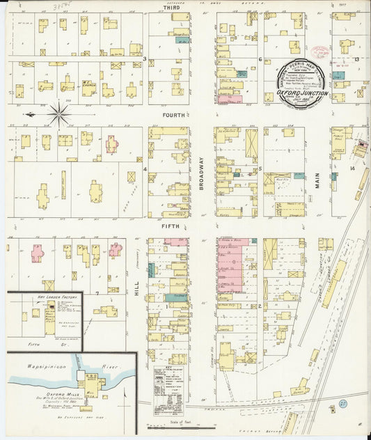 Sanborn Fire Insurance Map from Oxford Junction, Jones County, Iowa (1895), Sheet #0001 - Historic Sanborn Fire Insurance Map Print, vintage old map wall art