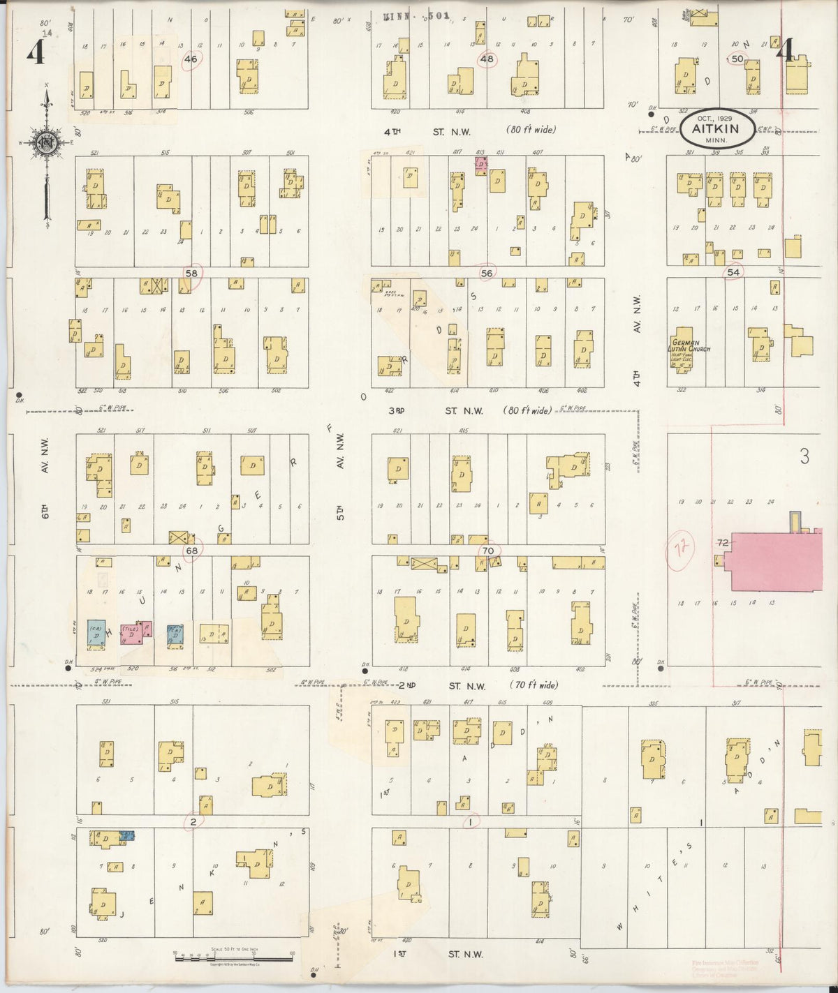 Sanborn Fire Insurance Map from Aitkin, Aitkin County, Minnesota (1936), Sheet #0004 - Complete Map Set gallery image, historic Sanborn map, vintage wall art, Minnesota Minnesota