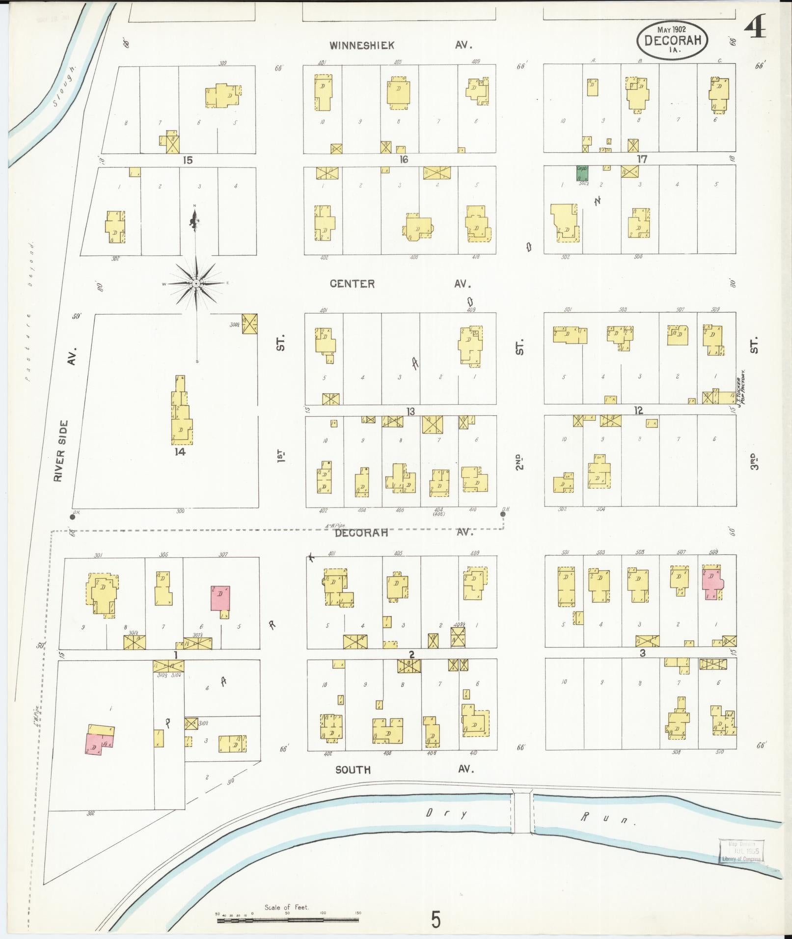 Sanborn Fire Insurance Map from Decorah, Winneshiek County, Iowa (1902), Sheet #0004 - Historic Sanborn Fire Insurance Map Print, vintage old map wall art