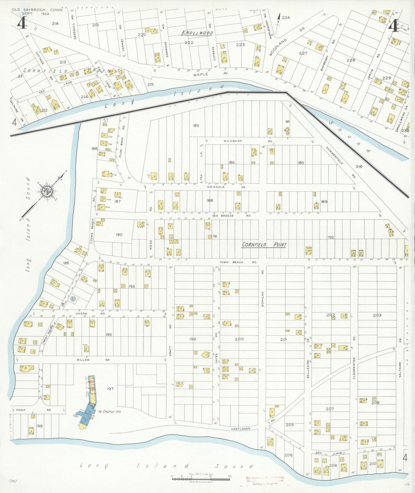 Sanborn Fire Insurance Map from Old Saybrook, Middlesex County, Connecticut (1933), Sheet #0004 - Complete Map Set gallery image, historic Sanborn map, vintage wall art, Connecticut Connecticut
