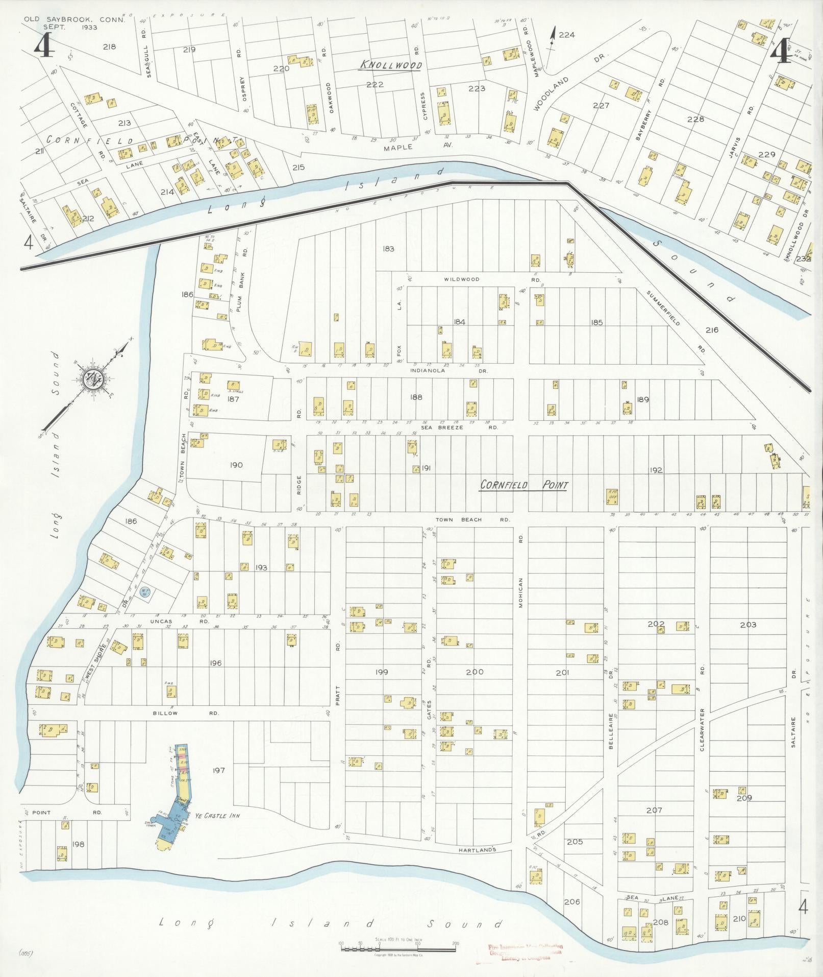 Sanborn Fire Insurance Map from Old Saybrook, Middlesex County, Connecticut (1933), Sheet #0004 - Complete Map Set gallery image, historic Sanborn map, vintage wall art, Connecticut Connecticut