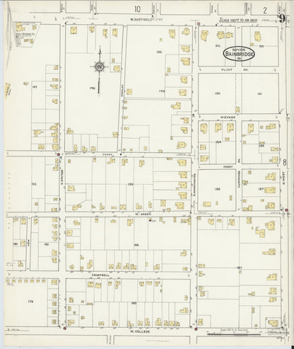 Sanborn Fire Insurance Map from Bainbridge, Decatur County, Georgia (1916), Sheet #0009 - Complete Map Set gallery image, historic Sanborn map, vintage wall art, Georgia Georgia