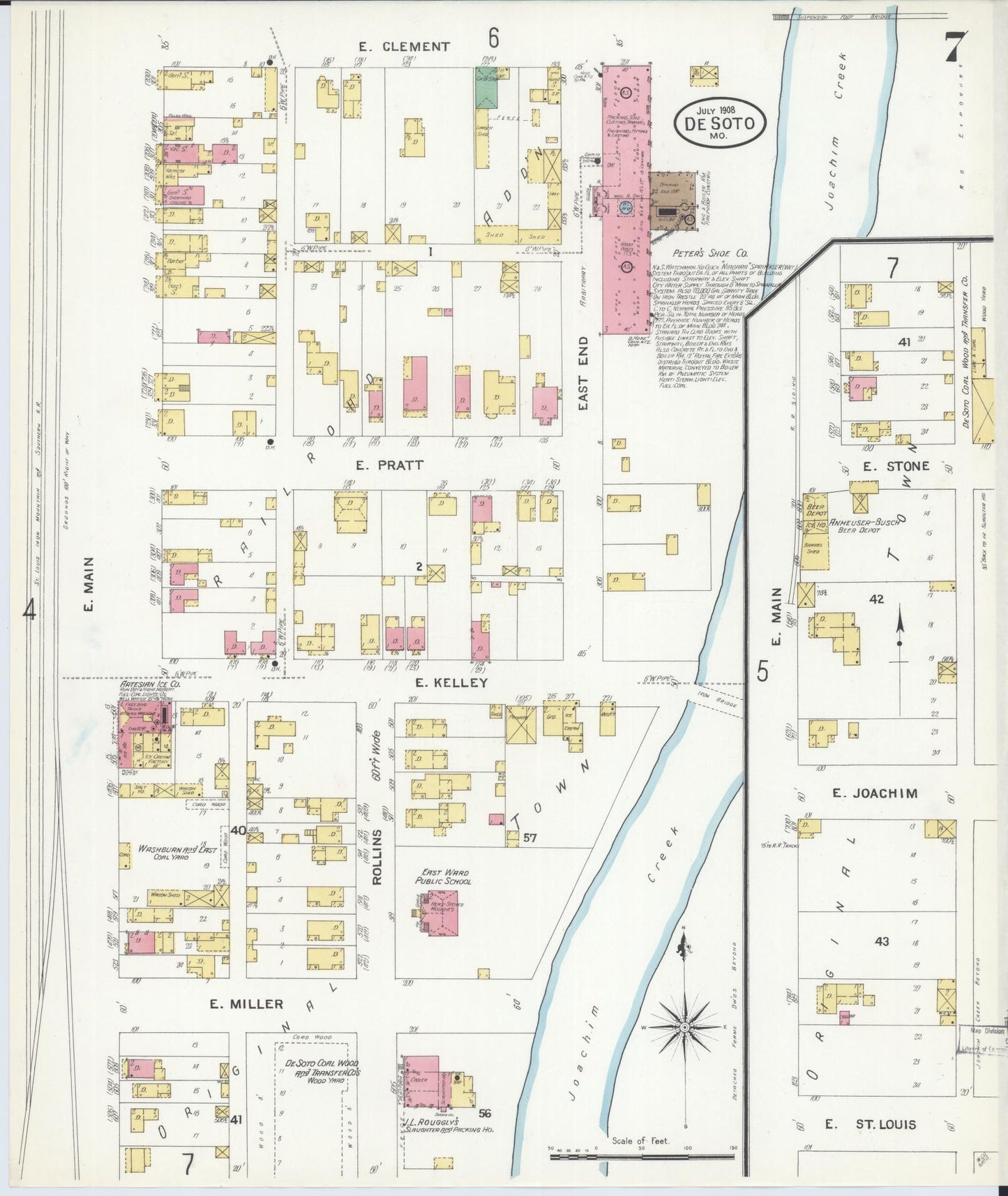 Sanborn Fire Insurance Map from De Soto, Jefferson County, Missouri (1908), Sheet #0007 - Historic Sanborn Fire Insurance Map Print, vintage old map wall art, antique decor, genealogy gift, Missouri Missouri map