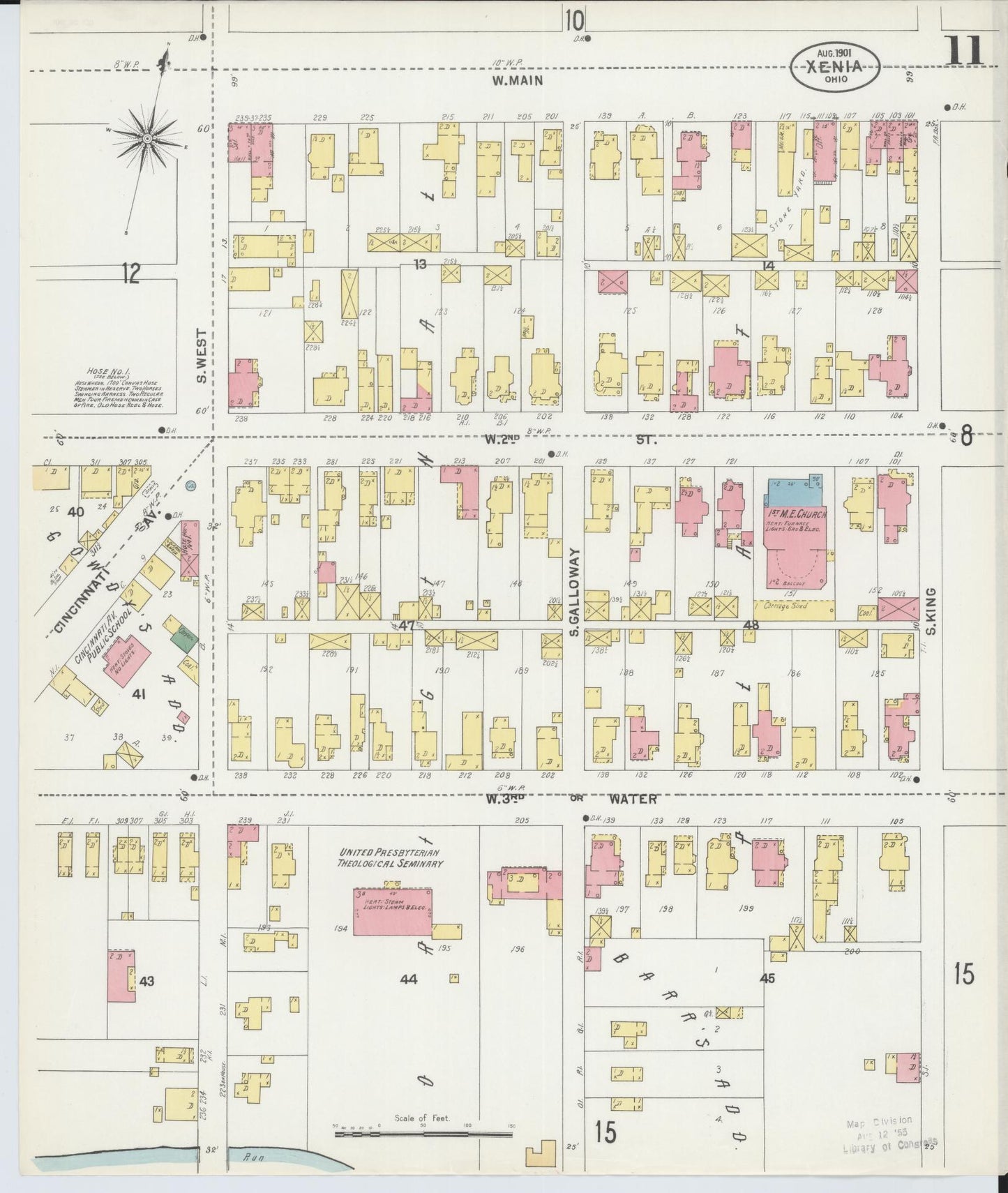 Sanborn Fire Insurance Map from Xenia, Greene County, Ohio (1901), Sheet #0011 - Complete Map Set gallery image, historic Sanborn map, vintage wall art, Ohio Ohio