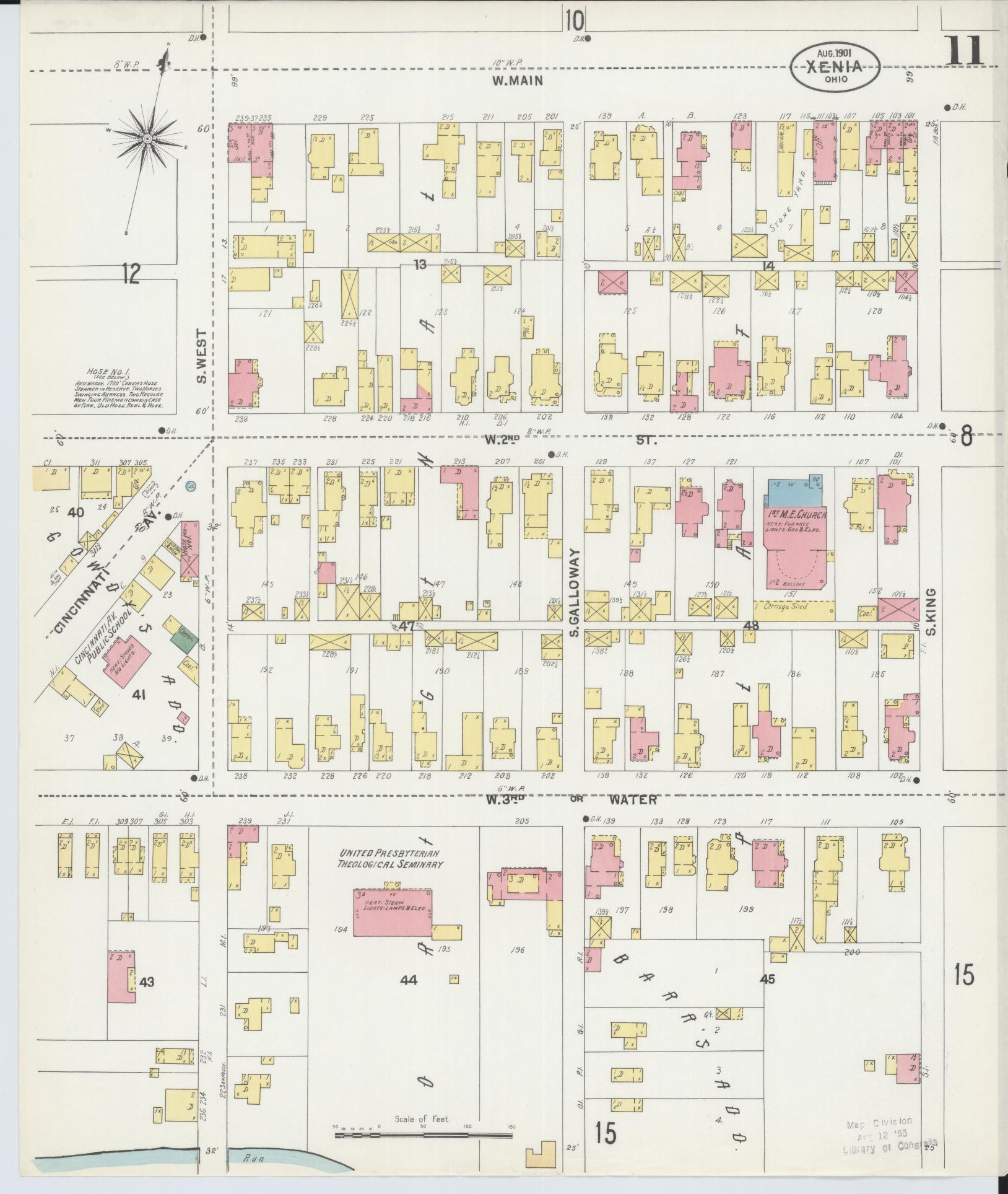 Sanborn Fire Insurance Map from Xenia, Greene County, Ohio (1901), Sheet #0011 - Complete Map Set gallery image, historic Sanborn map, vintage wall art, Ohio Ohio