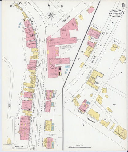 Sanborn Fire Insurance Map from Hot Springs, Garland County, Arkansas (1901), Sheet #0008 - Complete Map Set gallery image, historic Sanborn map, vintage wall art, Arkansas Arkansas