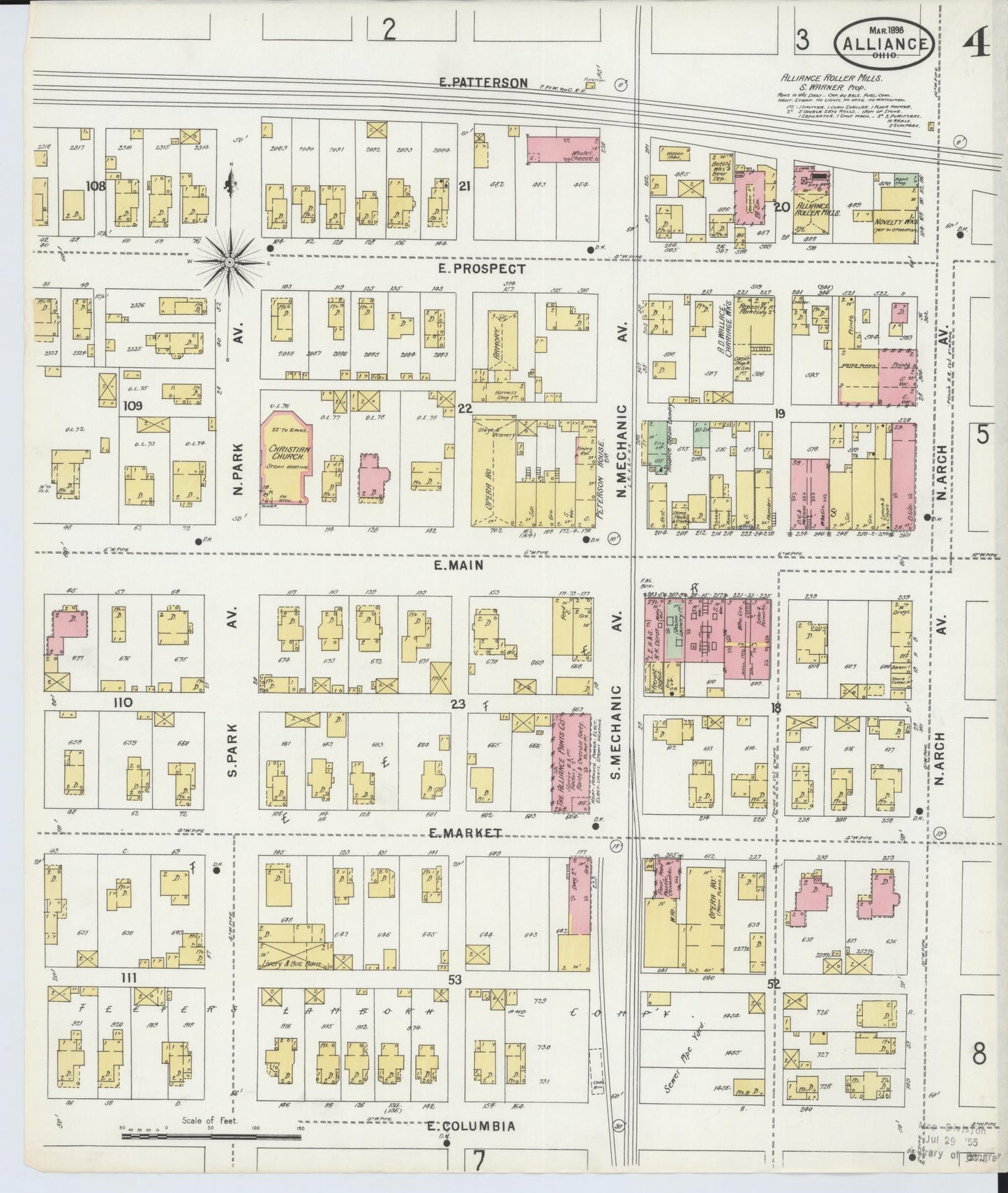 Sanborn Fire Insurance Map from Alliance, Stark County, Ohio (1898), Sheet #0004 - Complete Map Set gallery image, historic Sanborn map, vintage wall art, Ohio Ohio