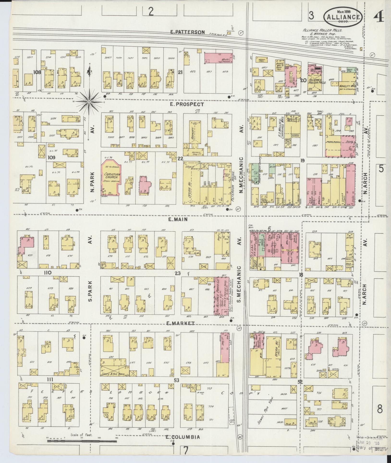 Sanborn Fire Insurance Map from Alliance, Stark County, Ohio (1898), Sheet #0004 - Complete Map Set gallery image, historic Sanborn map, vintage wall art, Ohio Ohio