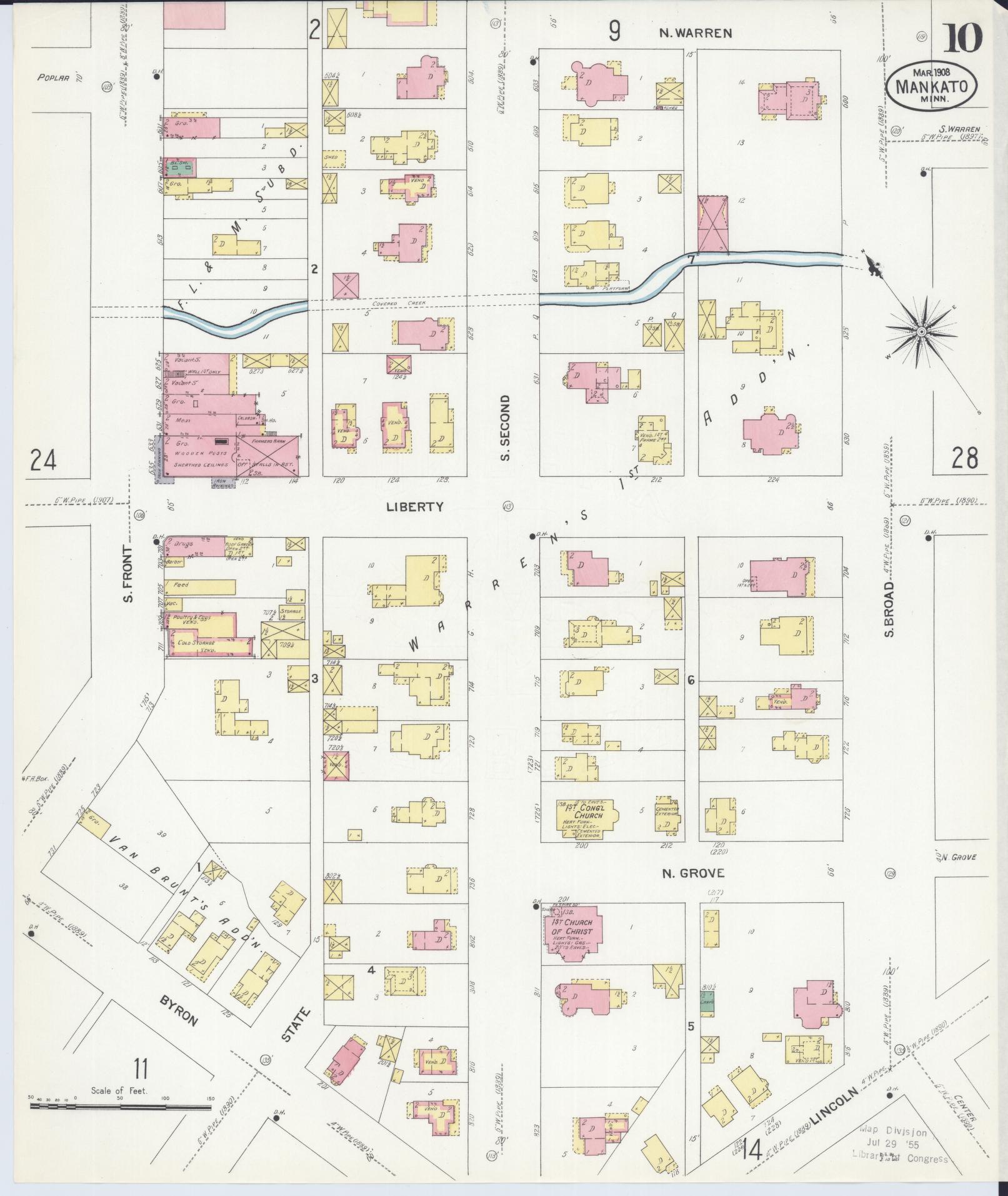 Sanborn Fire Insurance Map from Mankato, Blue Earth County, Minnesota (1908), Sheet #0010 - Complete Map Set gallery image, historic Sanborn map, vintage wall art, Minnesota Minnesota