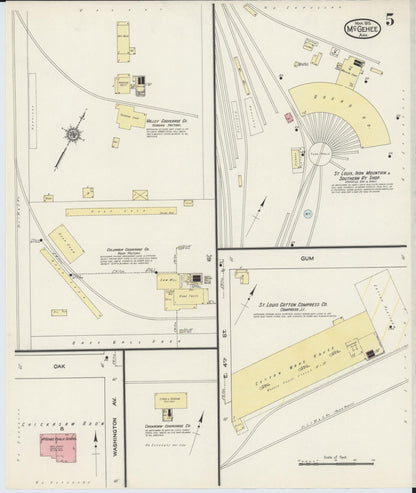 Sanborn Fire Insurance Map from McGehee, Desha County, Arkansas (1915), Sheet #0005 - Complete Map Set gallery image, historic Sanborn map, vintage wall art, Arkansas Arkansas