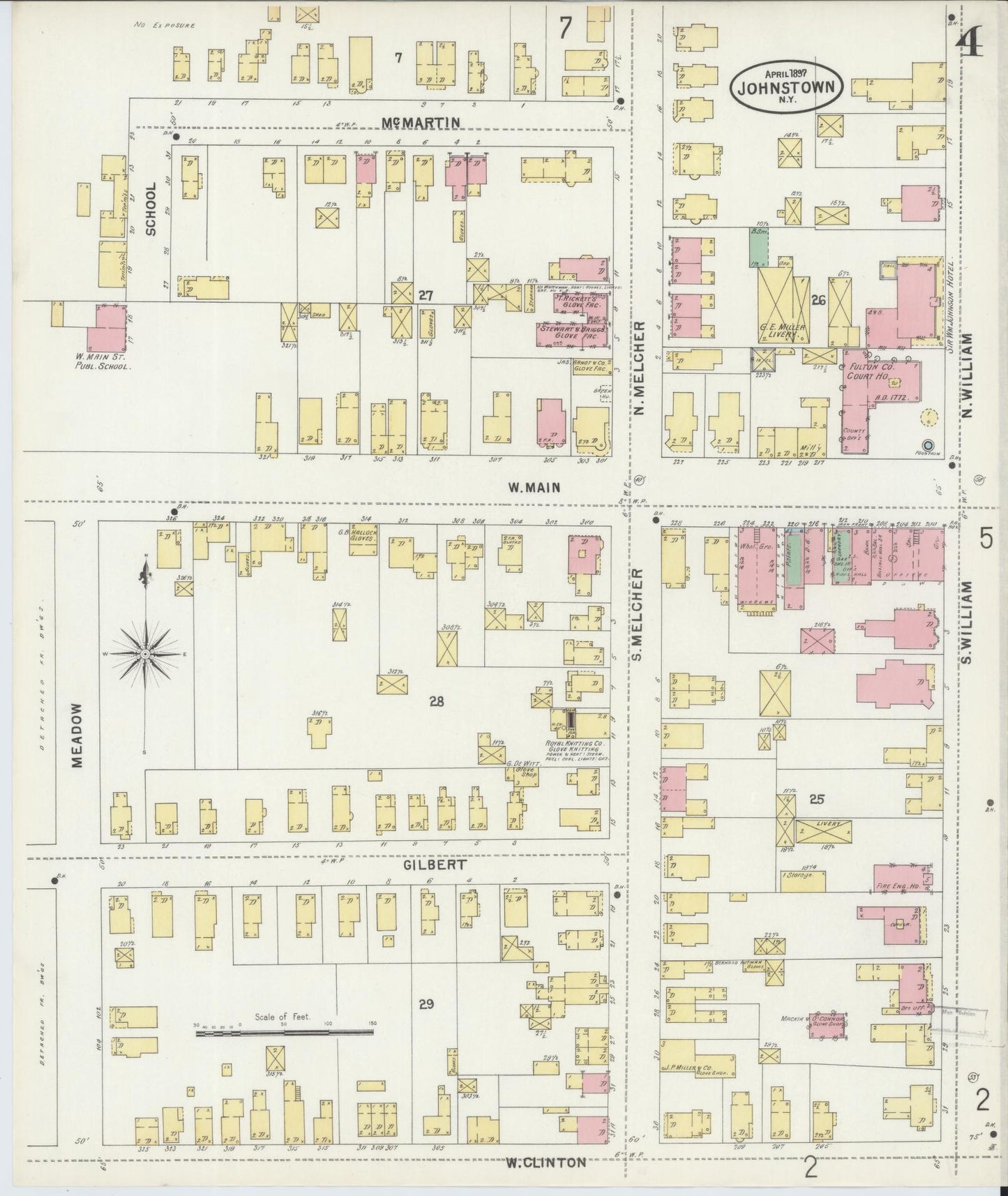 Sanborn Fire Insurance Map from Johnstown, Fulton County, New York (1897), Sheet #0004 - Complete Map Set gallery image, historic Sanborn map, vintage wall art, New York New York
