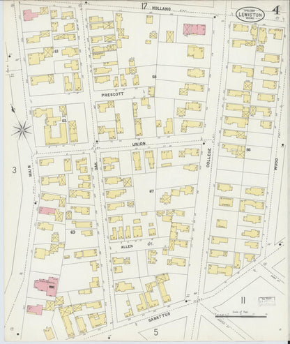 Sanborn Fire Insurance Map from Lewiston, Androscoggin County, Maine (1897), Sheet #0004 - Complete Map Set gallery image, historic Sanborn map, vintage wall art, Maine Maine