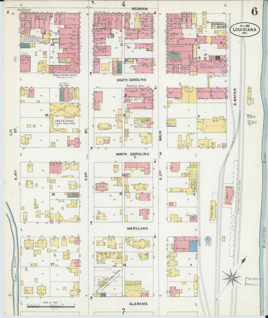 Sanborn Fire Insurance Map from Louisiana, Pike County, Missouri (1902), Sheet #0006 - Historic Sanborn Fire Insurance Map Print, vintage old map wall art, antique decor, genealogy gift, Missouri Missouri map