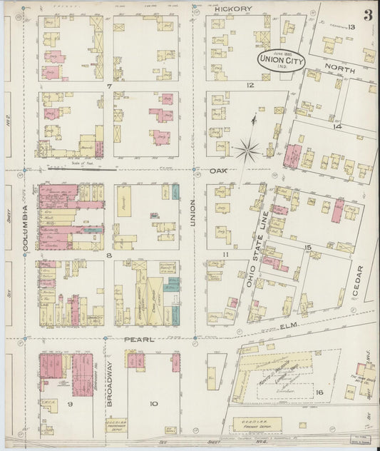 Sanborn Fire Insurance Map from Union City, Randolph County, Indiana (1885), Sheet #0003 - Historic Sanborn Fire Insurance Map Print, vintage old map wall art, antique decor, genealogy gift, Indiana Indiana map