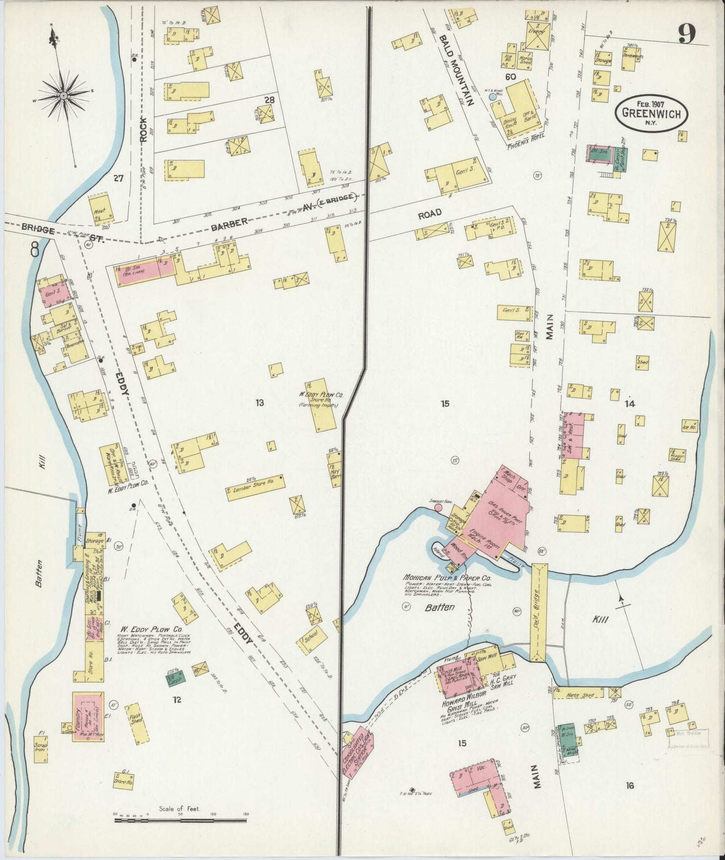 Sanborn Fire Insurance Map from Greenwich, Washington County, New York (1907), Sheet #0009 - Complete Map Set gallery image, historic Sanborn map, vintage wall art, New York New York