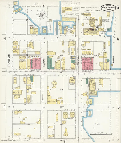 Sanborn Fire Insurance Map from Olympia, Thurston County, Washington (1896), Sheet #0005 - Complete Map Set gallery image, historic Sanborn map, vintage wall art, Washington Washington