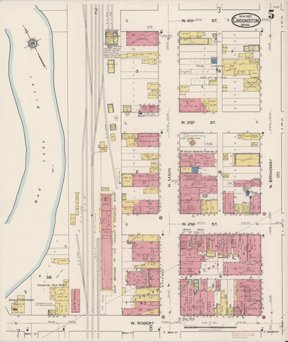 Sanborn Fire Insurance Map from Crookston, Polk County, Minnesota (1922), Sheet #0005 - Historic Sanborn Fire Insurance Map Print, vintage old map wall art, antique decor, genealogy gift, Minnesota Minnesota map