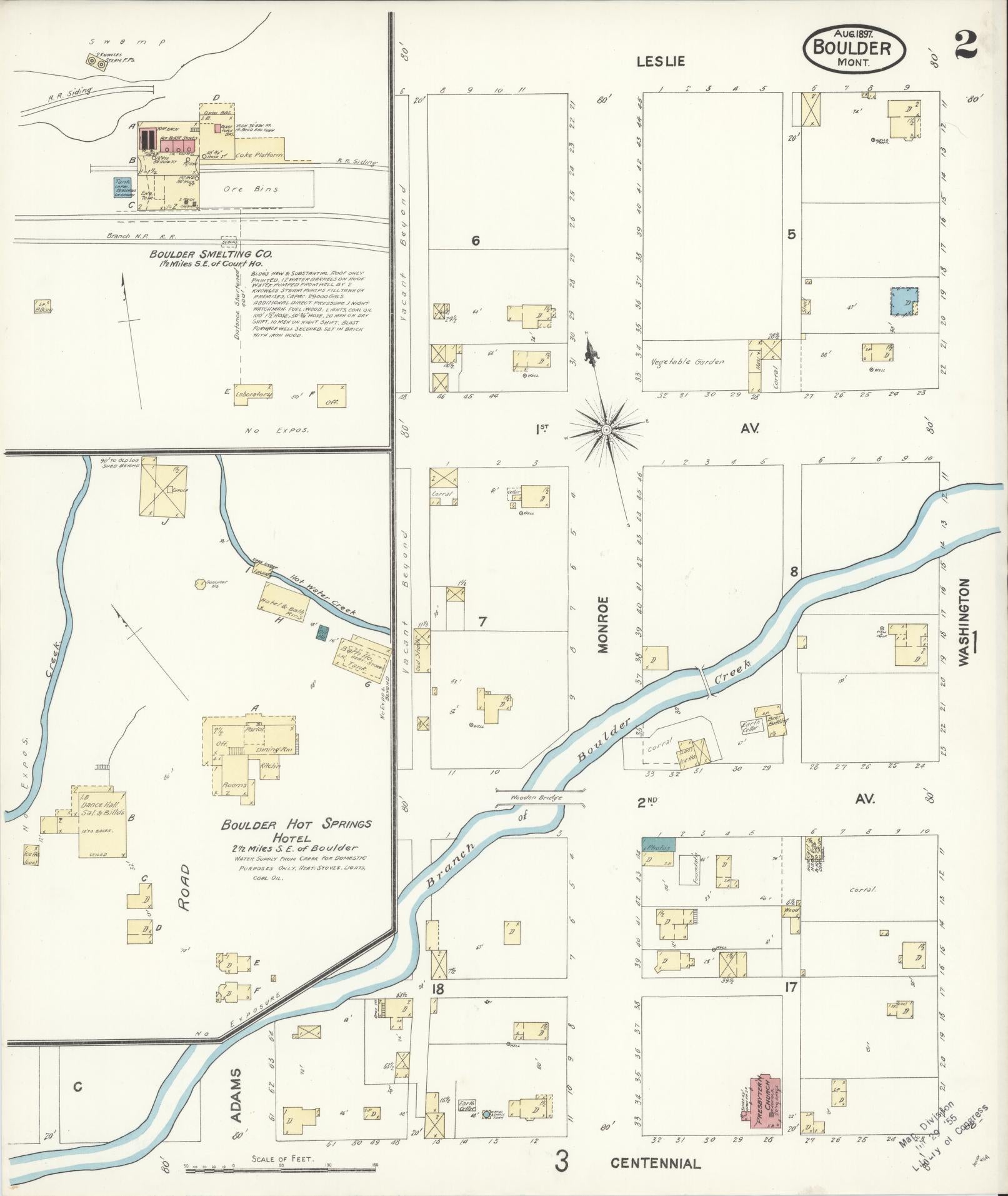 Sanborn Fire Insurance Map from Boulder, Jefferson County, Montana (1897), Sheet #0002 - Complete Map Set gallery image, historic Sanborn map, vintage wall art, Montana Montana