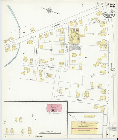 Sanborn Fire Insurance Map from Woburn, Middlesex County, Massachusetts (1910), Sheet #0022 - Complete Map Set gallery image, historic Sanborn map, vintage wall art, Massachusetts Massachusetts
