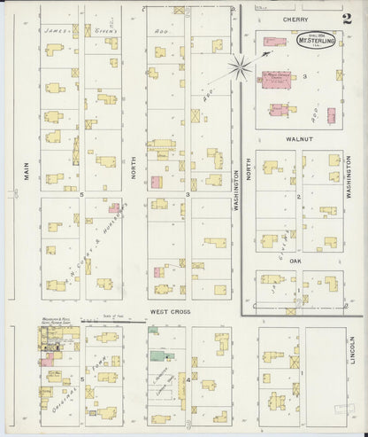 Sanborn Fire Insurance Map from Mount Sterling, Brown County, Illinois (1894), Sheet #0002 - Complete Map Set gallery image, historic Sanborn map, vintage wall art, Illinois Illinois