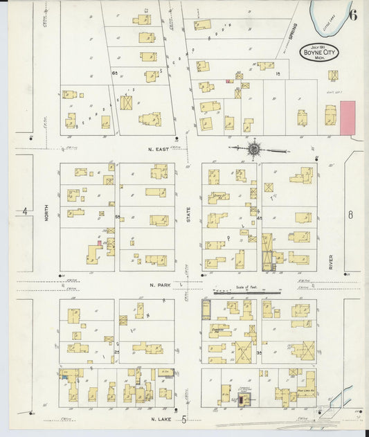 Sanborn Fire Insurance Map from Boyne City, Charlevoix County, Michigan (1911), Sheet #0006 - Historic Sanborn Fire Insurance Map Print, vintage old map wall art, antique decor, genealogy gift, Michigan Michigan map