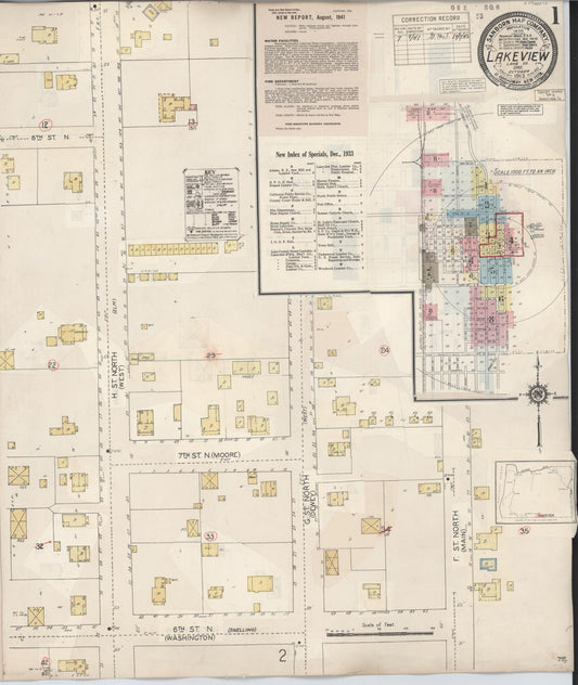 Sanborn Fire Insurance Map from Lakeview, Lake County, Oregon (1941), Sheet #0001 - Historic Sanborn Fire Insurance Map Print, vintage old map wall art, antique decor, genealogy gift, Oregon Oregon map