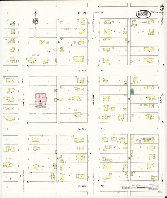 Sanborn Fire Insurance Map from Boone, Boone County, Iowa (1909), Sheet #0005 - Historic Sanborn Fire Insurance Map Print, vintage old map wall art