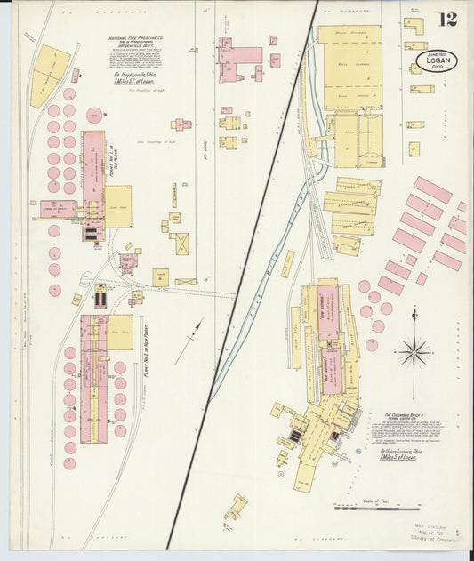 Sanborn Fire Insurance Map from Logan, Hocking County, Ohio (1907), Sheet #0012 - Historic Sanborn Fire Insurance Map Print, vintage old map wall art, antique decor, genealogy gift, Ohio Ohio map