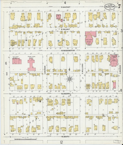 Sanborn Fire Insurance Map from Bluffton, Wells County, Indiana (1900), Sheet #0007 - Historic Sanborn Fire Insurance Map Print, vintage old map wall art, antique decor, genealogy gift, Indiana Indiana map