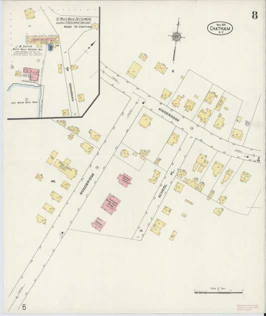 Sanborn Fire Insurance Map from Chatham, Columbia County, New York (1910), Sheet #0008 - Historic Sanborn Fire Insurance Map Print, vintage old map wall art, antique decor, genealogy gift, New York New York map