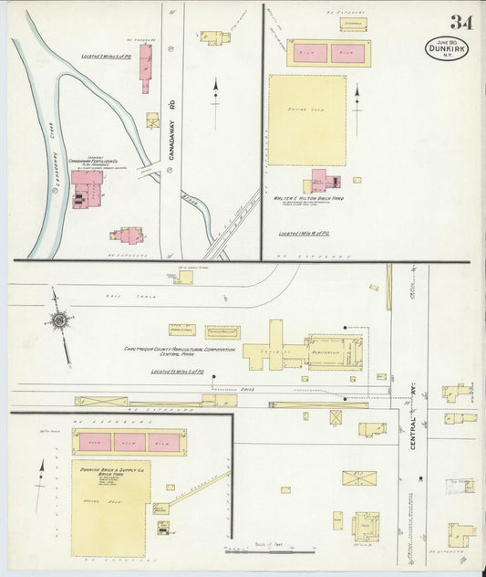 Sanborn Fire Insurance Map from Dunkirk, Chautauqua County, New York (1910), Sheet #0034 - Historic Sanborn Fire Insurance Map Print, vintage old map wall art, antique decor, genealogy gift, New York New York map