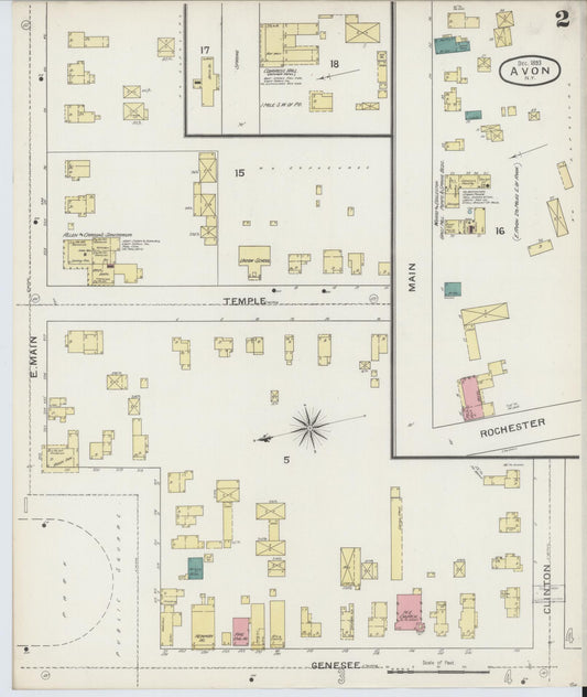 Sanborn Fire Insurance Map from Avon, Livingston County, New York (1893), Sheet #0002 - Historic Sanborn Fire Insurance Map Print, vintage old map wall art, antique decor, genealogy gift, New York New York map