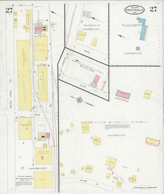Sanborn Fire Insurance Map from Fayetteville, Washington County, Arkansas (1930), Sheet #0027 - Historic Sanborn Fire Insurance Map Print, vintage old map wall art, antique decor, genealogy gift, Arkansas Arkansas map