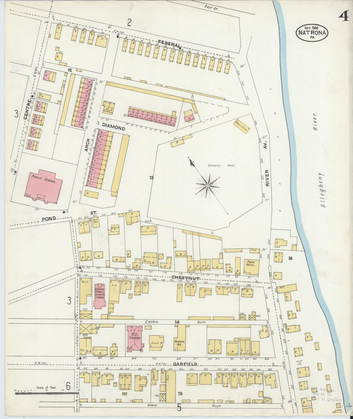 Sanborn Fire Insurance Map from Natrona, Allegheny County, Pennsylvania (1906), Sheet #0004 - Historic Sanborn Fire Insurance Map Print, vintage old map wall art, antique decor, genealogy gift, Pennsylvania Pennsylvania map
